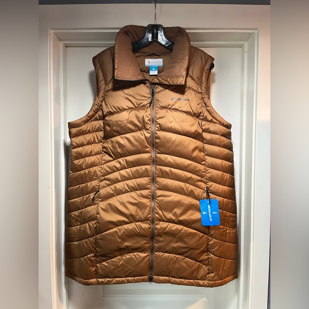 Womens 1X Plus Size Columbia Karis Gale Long Vest Brown Puffer Insulated New Tag